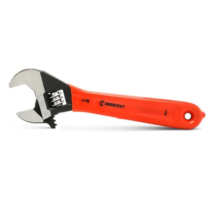 4" Adjustable Black Oxide Cushion Grip Wrench on a white background