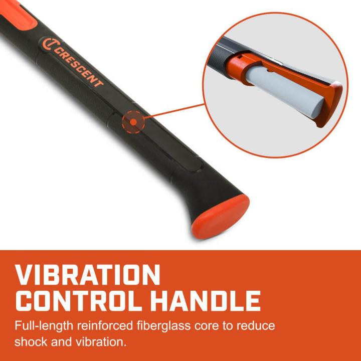 Vibration control handle, full length reinforced fiberglass core to reduce shock and vibration