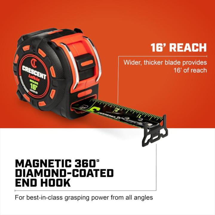SHOCKFORCE NITE EYE 16 foot magnetic tape graphic highlighting the 16' reach and magnetic 360° diamond-coated end hook