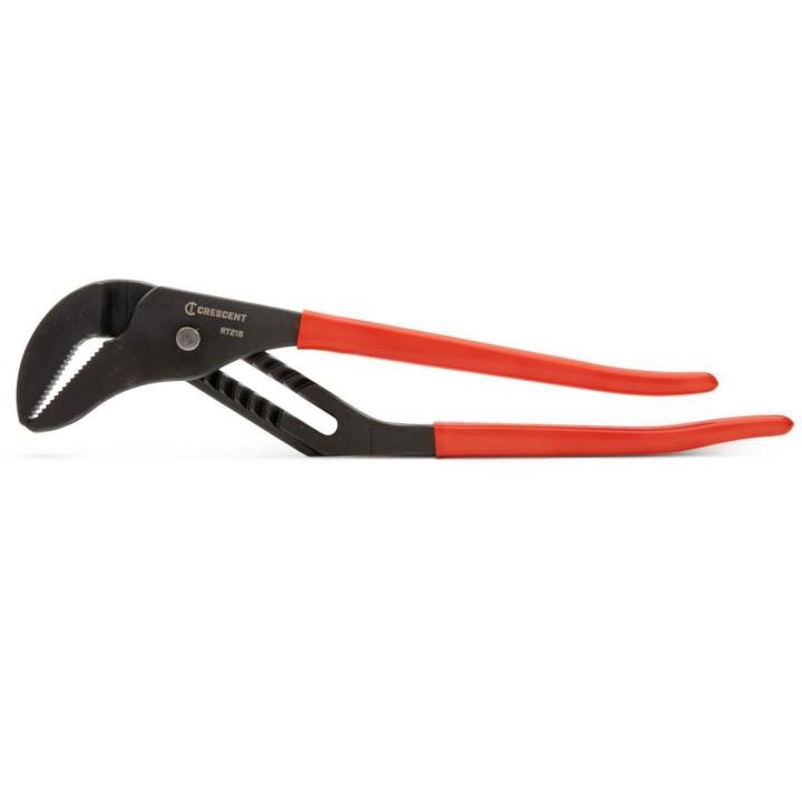 Crescent RT216CVN-05 tongue and groove pliers on white background looking straight down on to the pliers