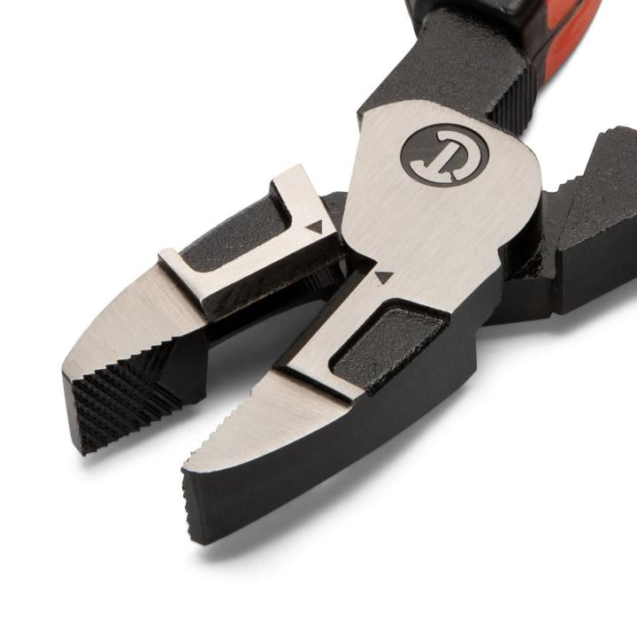 Crescent Z20508CG-06 8 Z2 Lineman's Plier Cushion Grip with a close up view of the jaws open on a white background