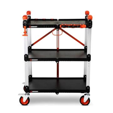 Crescent SITERUNNER 3 shelf folding job site cart with a white background