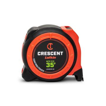 Crescent  L1035CB-02  1-3/16 x 35' CONTROLTOUCH NITE EYE Tape Measure  facing forward to showcase the front of the tape measure on a white background