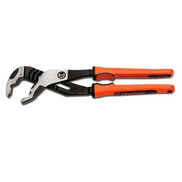 Crescent RTZ212CGV 12" Z2 K9™ V-Jaw Dual Material Tongue and Groove Pliers on a white backround with the plier jaws facing the left and the handles facing the right