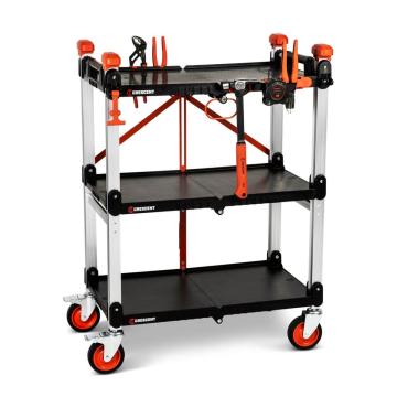 Crescent SITERUNNER folding cart with tools in the accessory rail on a white background
